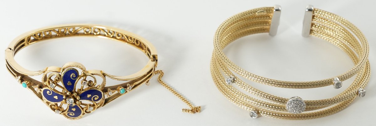 Jewelry lot (2) Bracelets in precious metals