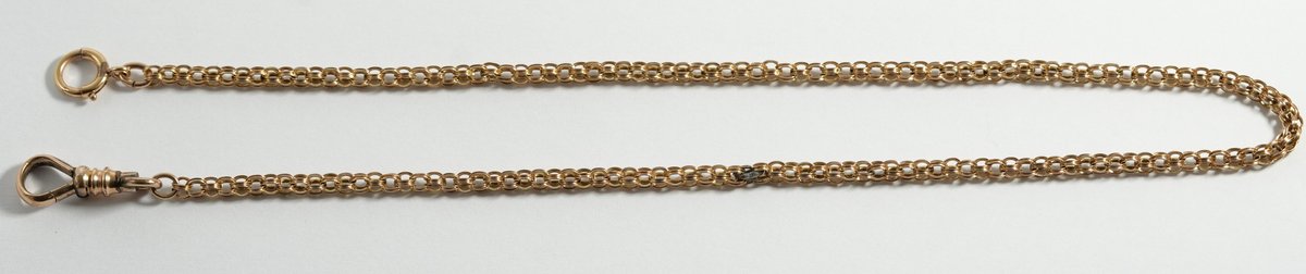 14K yellow gold straight link watch chain