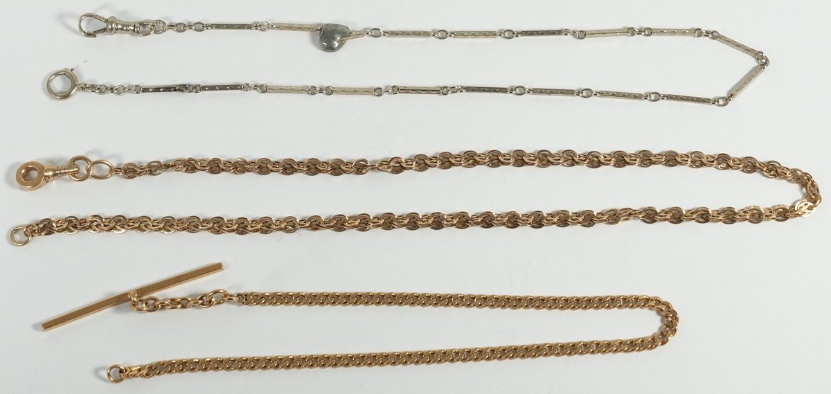 Chain lot (3) 14K gold watch chains
