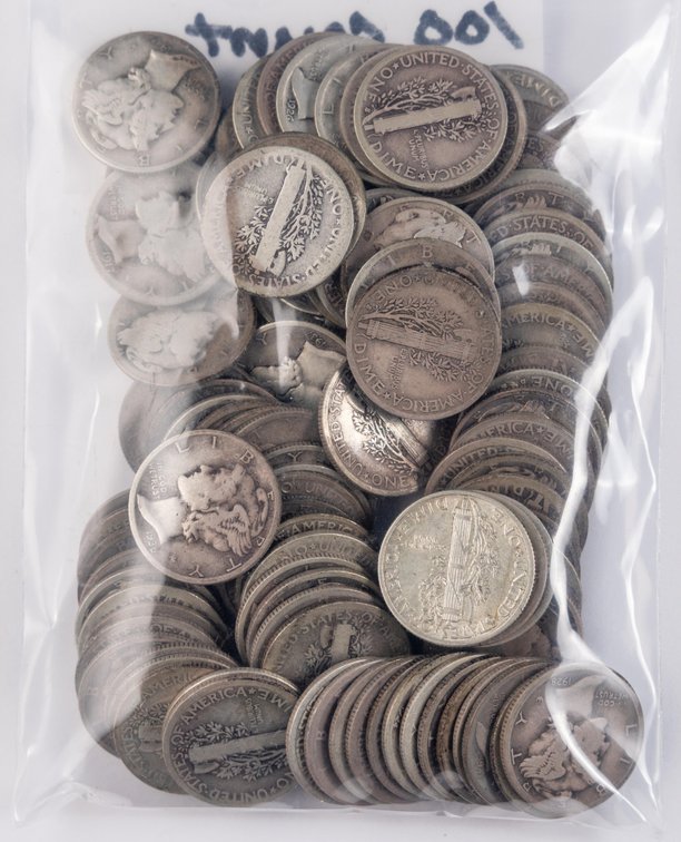 US Coin lot (100) Mercury Dime