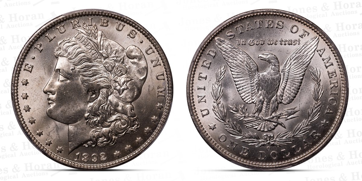 US Morgan Silver Dollar, 1892-O, PCGS MS63