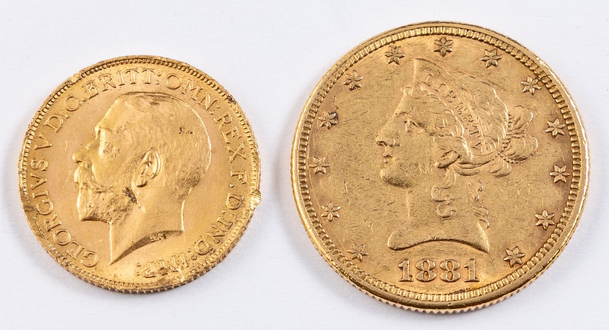 Gold Coin lot (2) US $10 Liberty and British Sovereign
