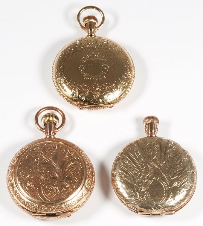 LPW lot (3) Pendant watches, 10-14K HC, one runs