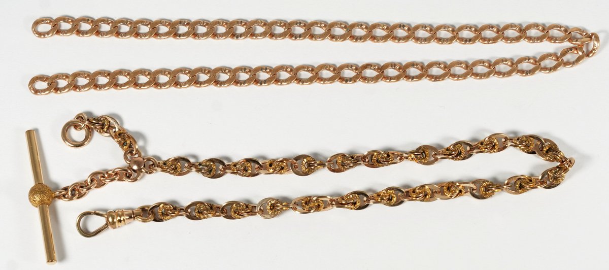 Chain lot (2) Low karat acid tested watch chains