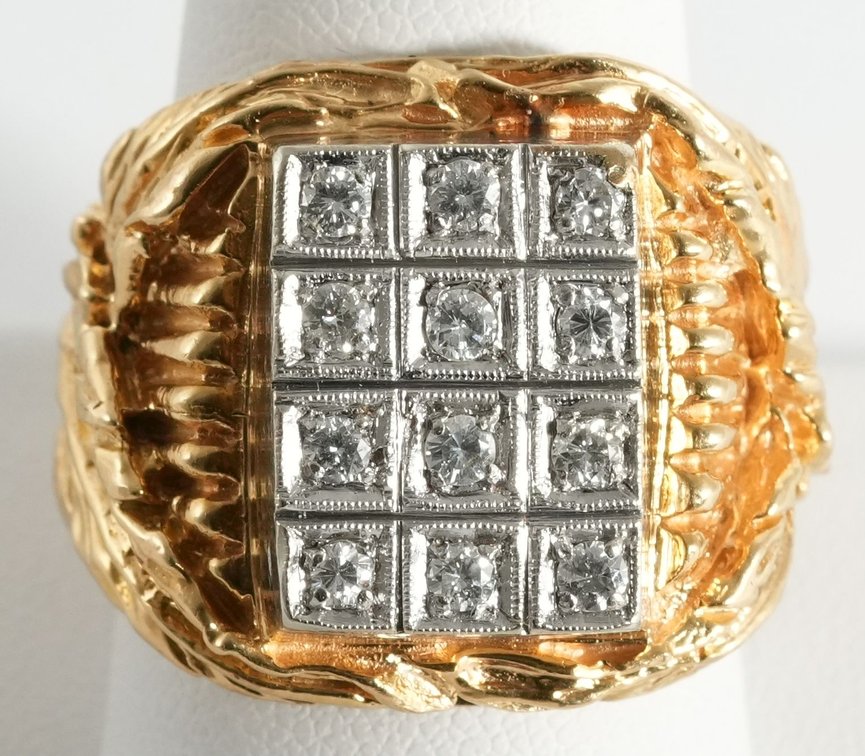 Diamond & 18K yellow gold monstrous man's ring