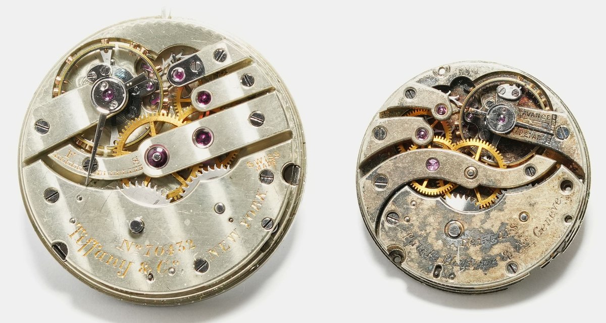 LPW mvt lot (2) Patek Philippe & Tiffany, mvts only, both NR