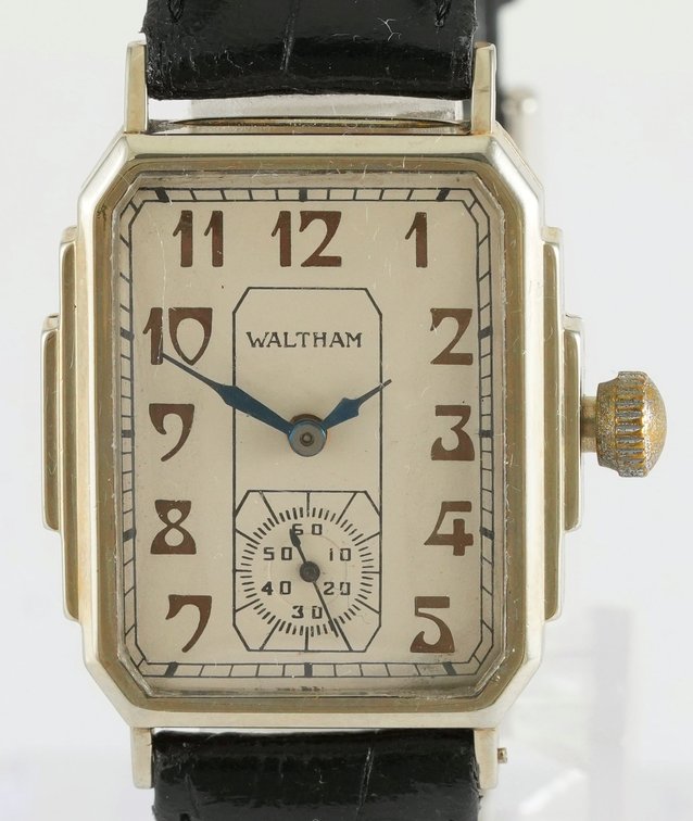 Waltham Art Deco tank, manual wind in 14K