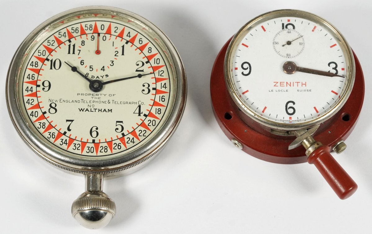 Lot (2) Waltham 8-day clock & Zenith telephonometer, both run