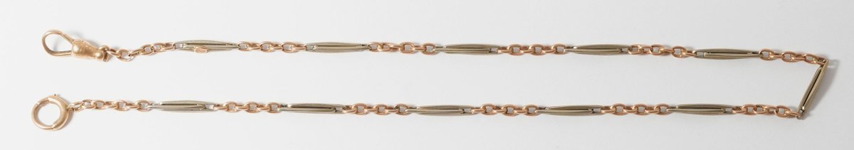 Two-tone 14K rose and white gold PW chain