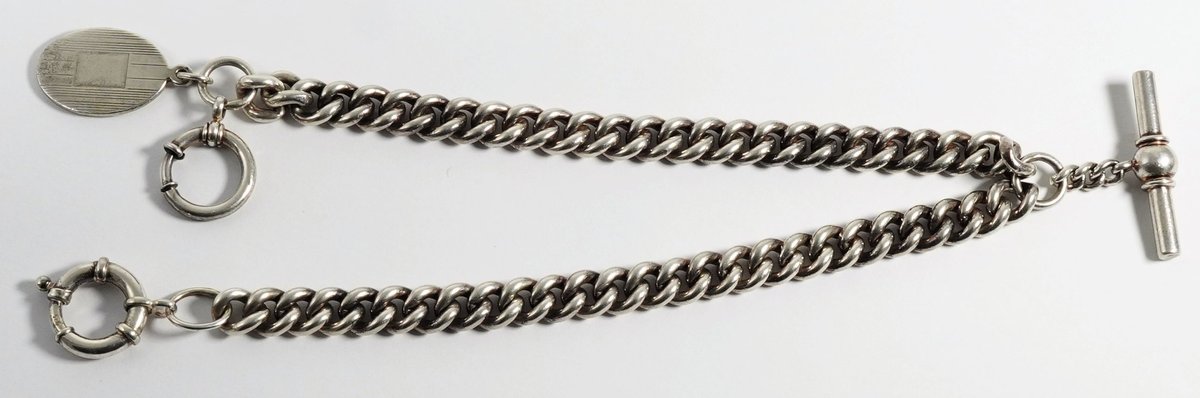 Sterling silver double-Albert Victorian watch chain