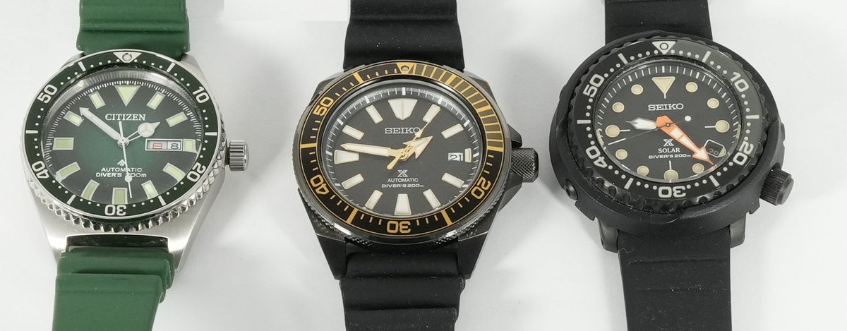WW lot (3) Japanese automatic & quartz dive models, all run
