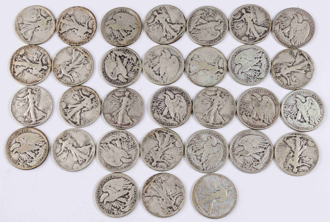 US Coin lot (31) Walking Liberty 50c