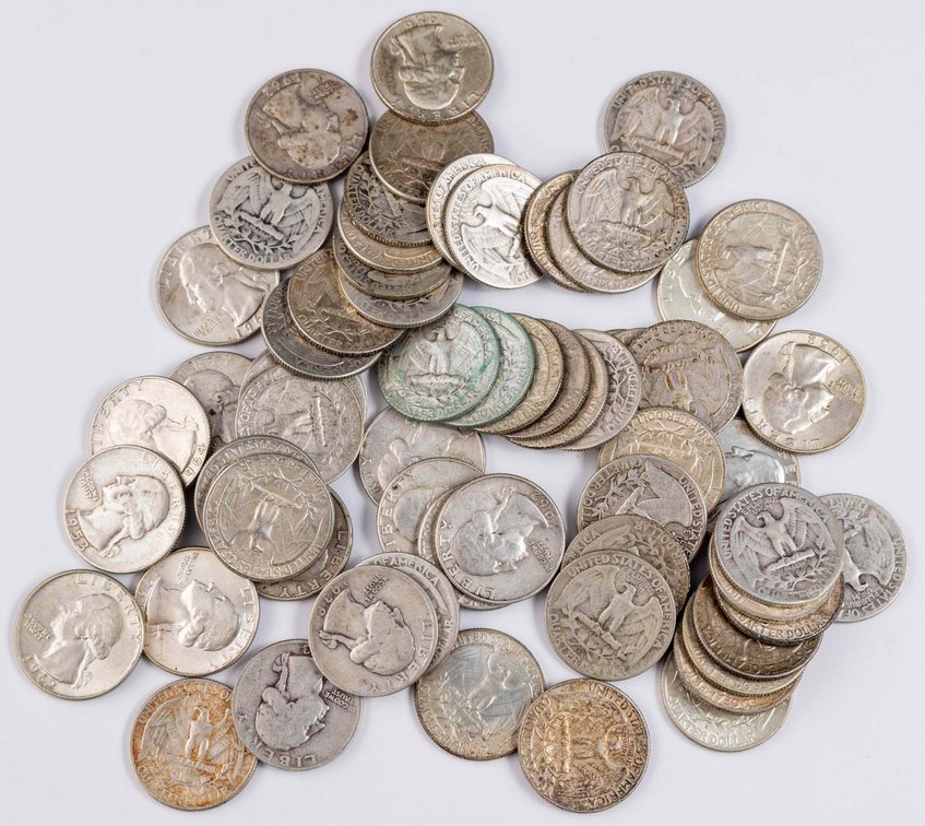 US Coin lot (64) Pre-1965 George Washington Quarters