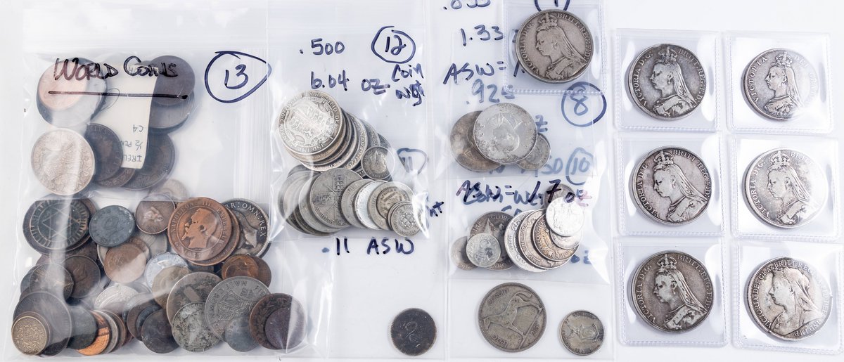 World Coin lot (12) - Assorted silver and non-silver issues