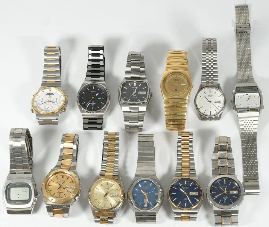 WW lot (12) Assorted Seiko quartz models, all NR