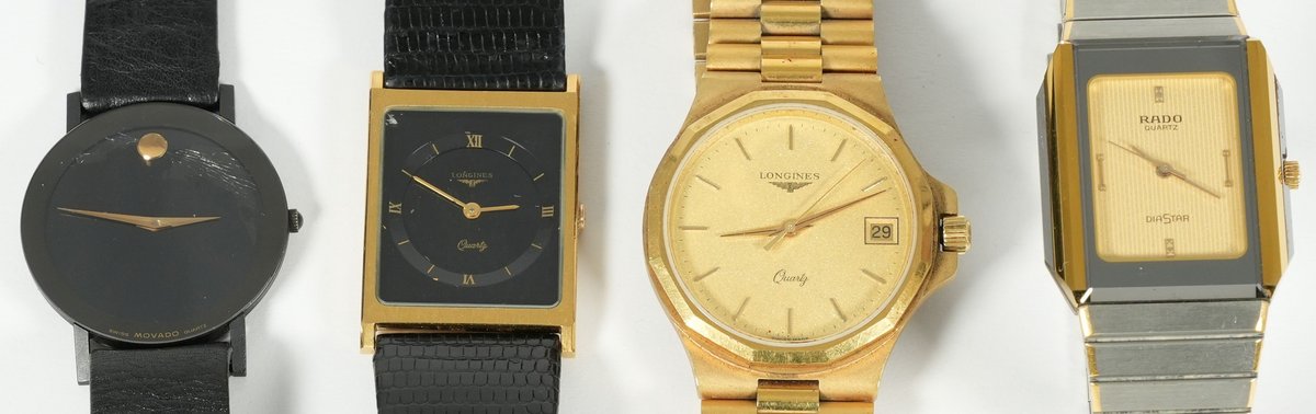 WW lot (4) Assorted Swiss quartz watches, all NR