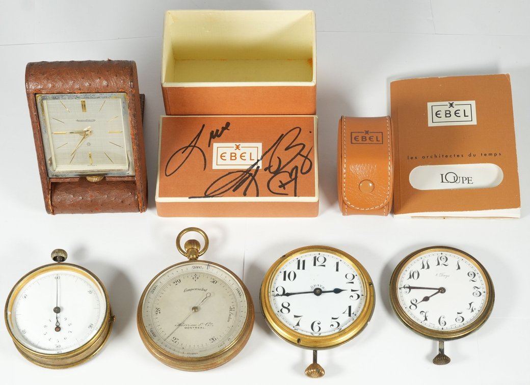 Lot (6) Assorted clocks, timers, and instrument, five run