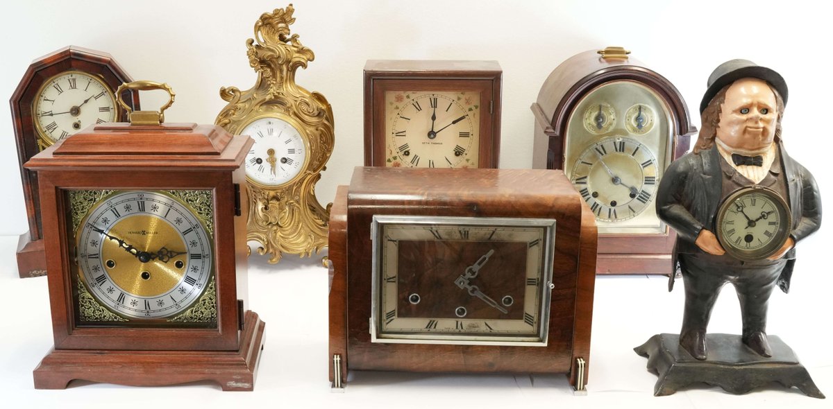 Lot (7) Assorted clocks, one runs