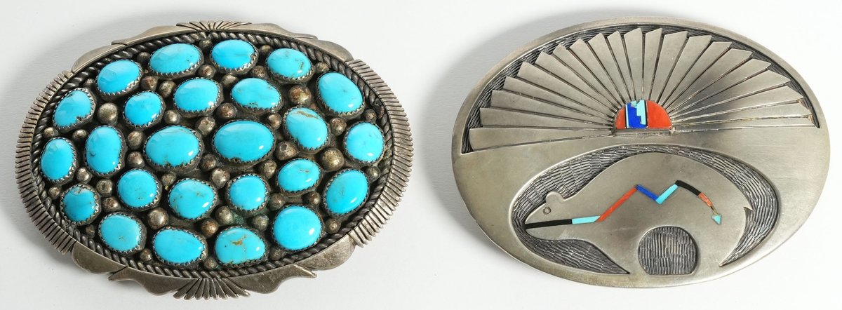 Accessories Lot (2) Native American belt buckles in sterling silver