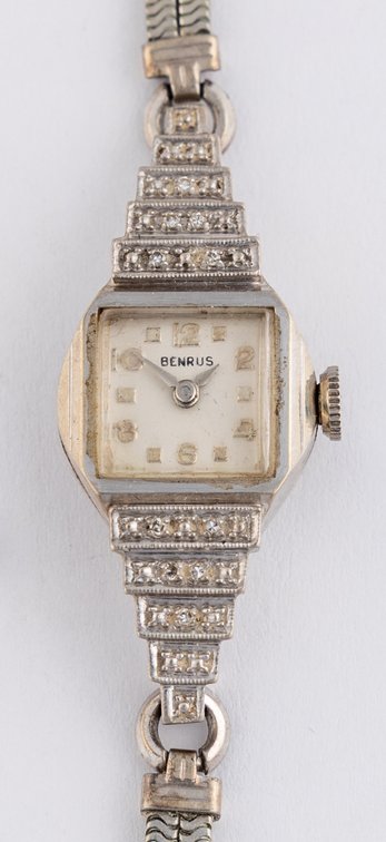 Lady's Benrus cocktail watch, manual wind in 14K w/box