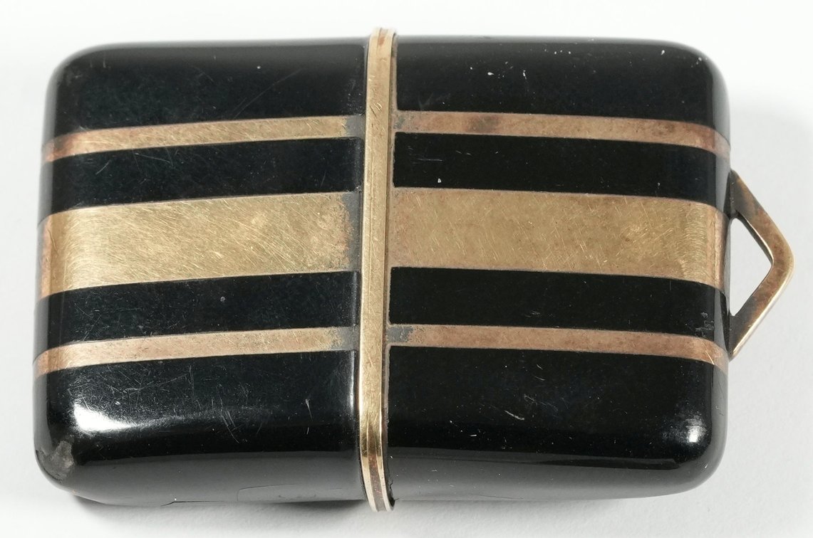 Movado, Ermeto retailed by Charlton, gilt silver w/black enamel