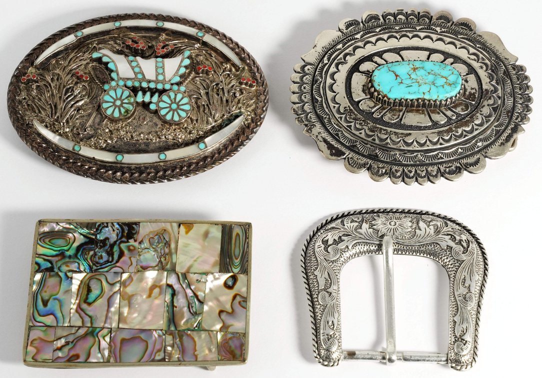 Accessories Lot (4) Western and Native American belt buckles
