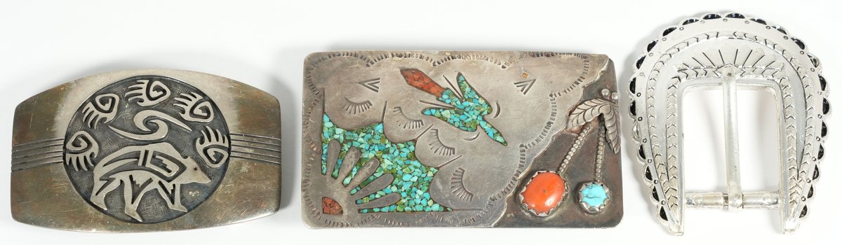 Accessories Lot (3) Native American and Western-styled belt buckles