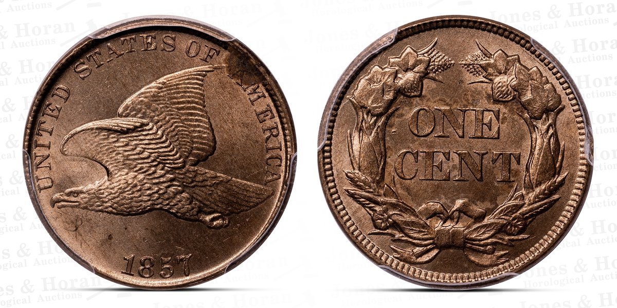 US Flying Eagle Cent, 1857, PCGS MS details.