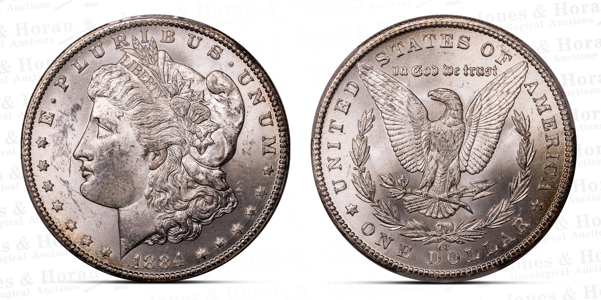 US Morgan Silver Dollar, 1884-CC, PCGS MS62