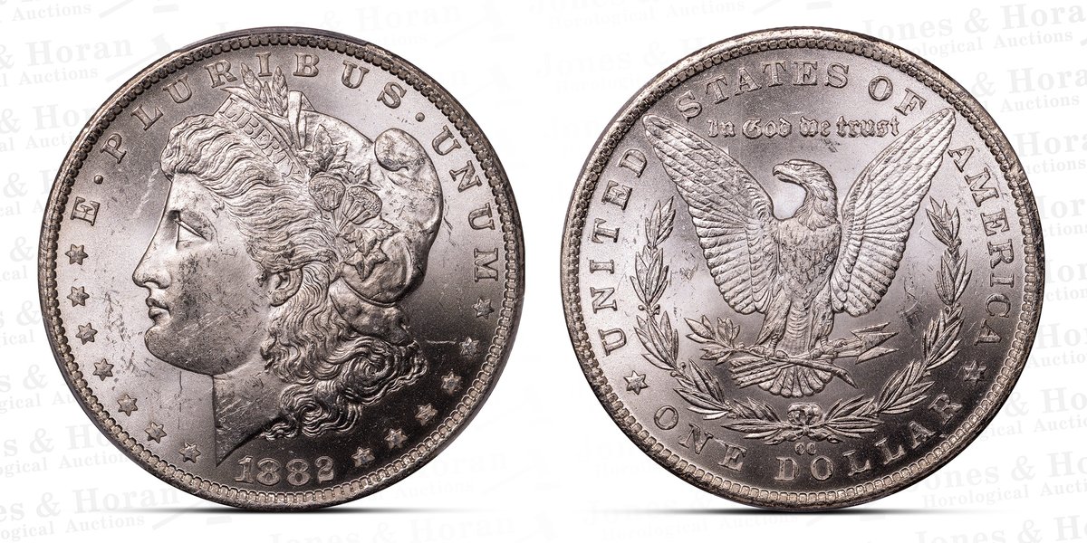 US Morgan Silver Dollar, 1882-CC, PCGS MS63