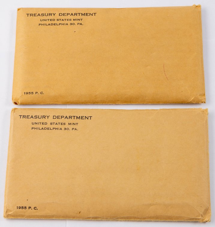 US Coin Lot (2) Two 1955 proof sets in original packaging