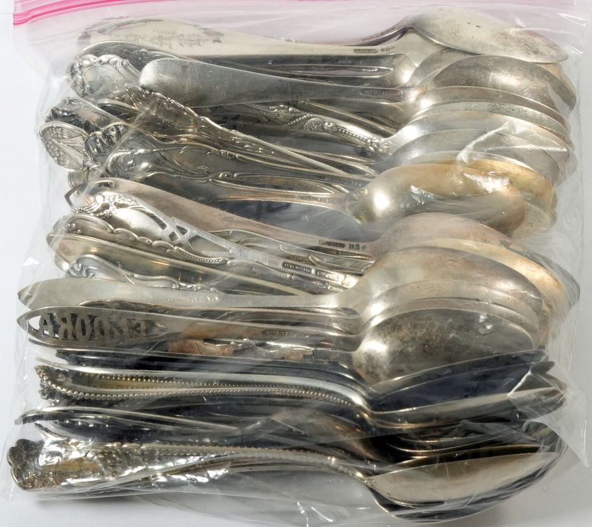 Large lot of assorted souvenir spoons, silver