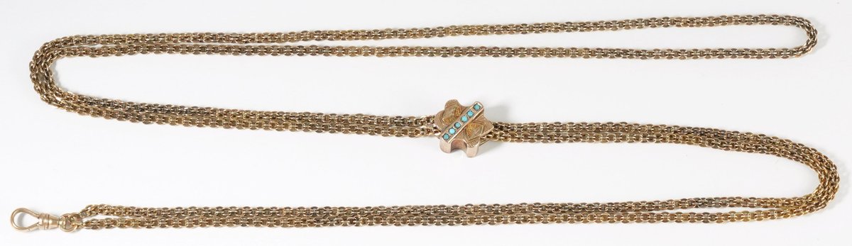 Heavy 14K gold sliding watch chain