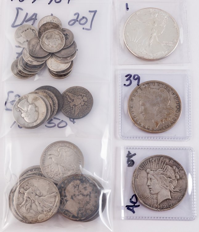 US Silver Coin lot (40) Includes 1986 American Silver Eagle