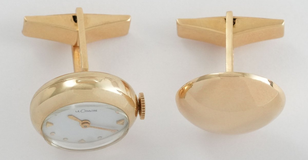 LeCoultre watch cufflink set, in 14K w/Box