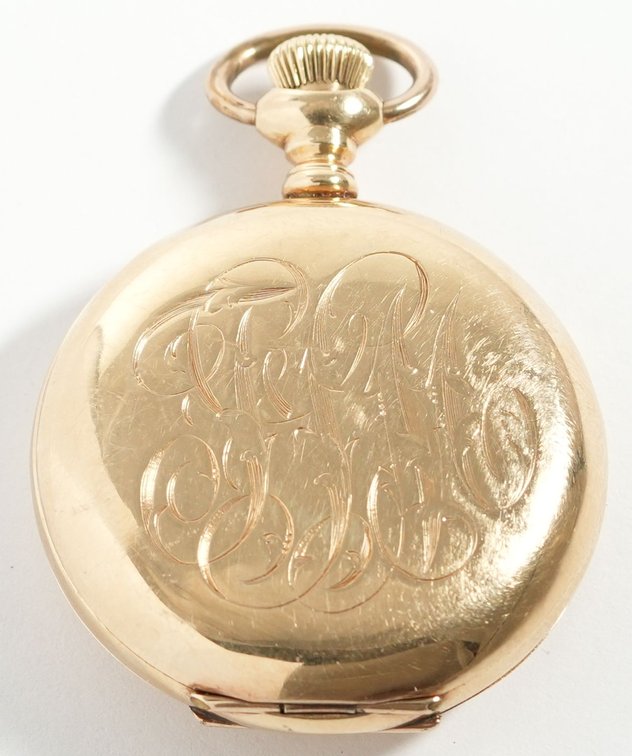 Waltham, pendant watch, 14K gold HC w/diamond
