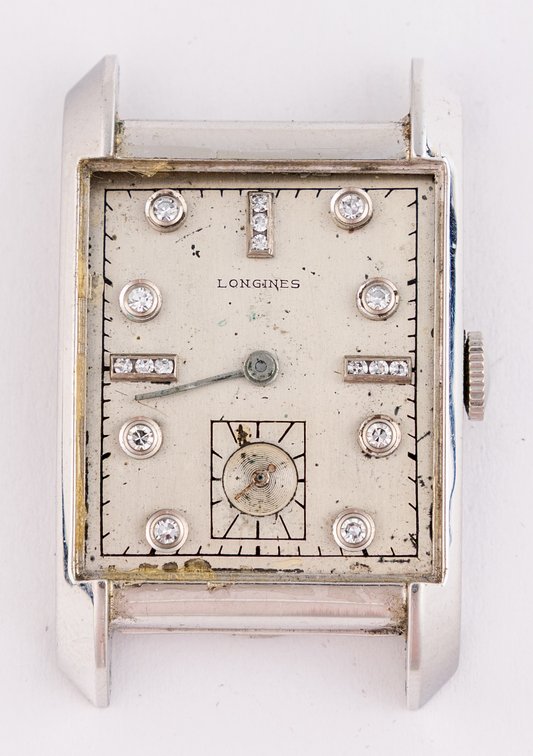 Longines "tank," manual wind in 14K