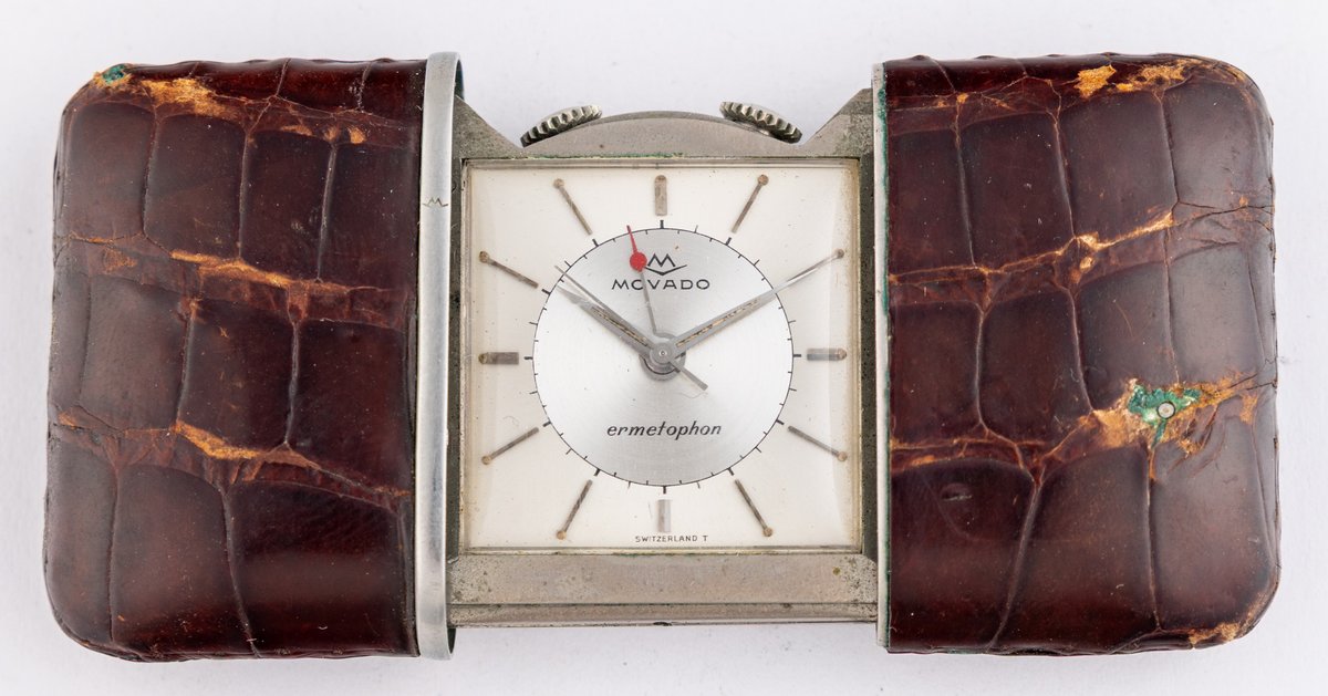 Movado Ermetophon travel or purse watch with alarm