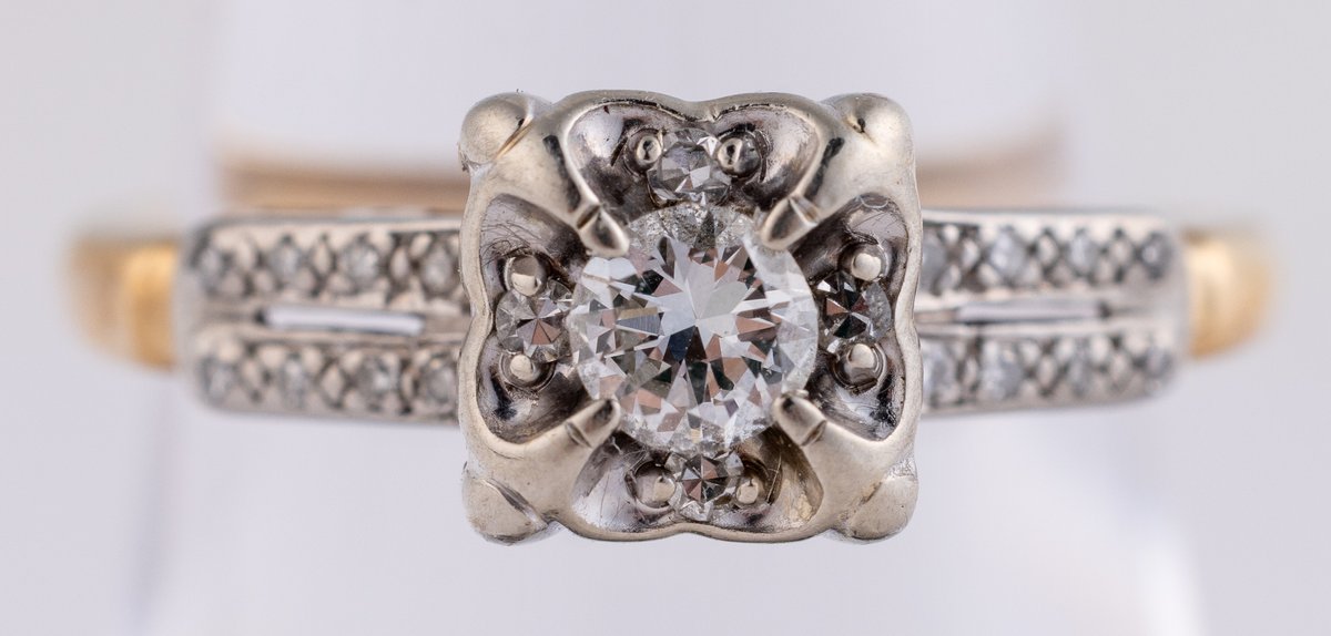 14K yellow and white gold diamond ring