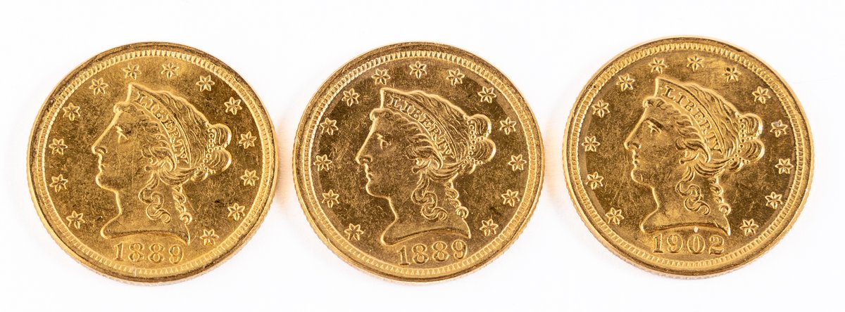 US Gold Coin lot (3) three $2.50 Liberty Head