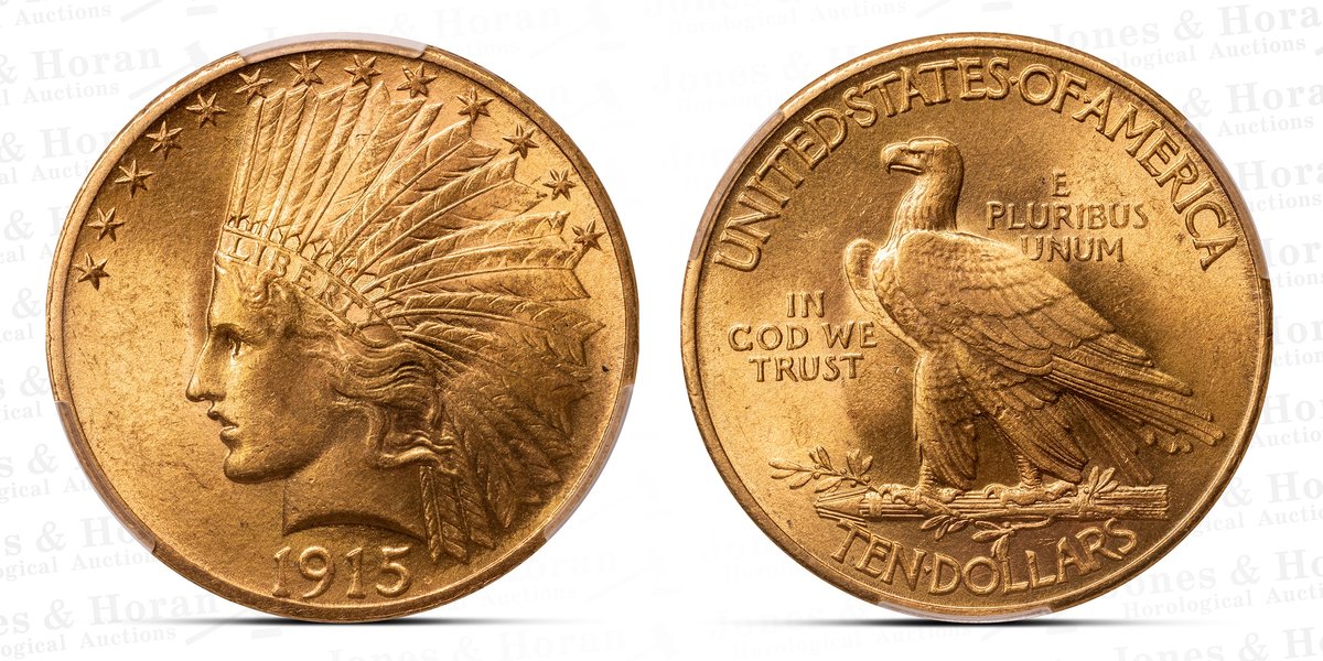 US Augustus Saint-Gaudens $10 Gold Indian, 1915, CACG