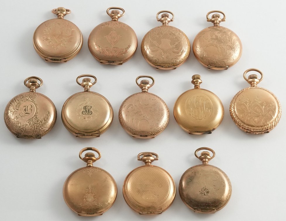 Lot (12) Includes nine ladies' pendant watches and three cases only, five run