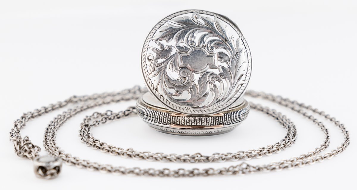 Waltham, pendant watch, silver case with pierced rear