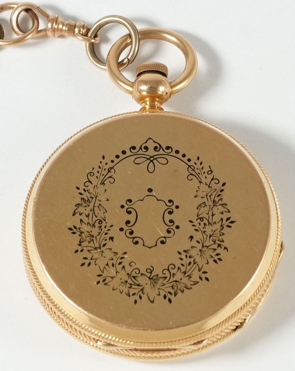 Waltham, pendant watch, 10S, heavy 18K drum style HC w/enamel