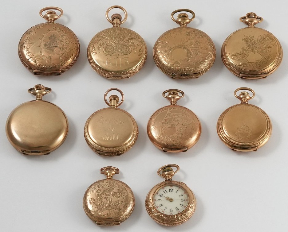 LPW lot (10) Pendant watches, assorted American makers, five run