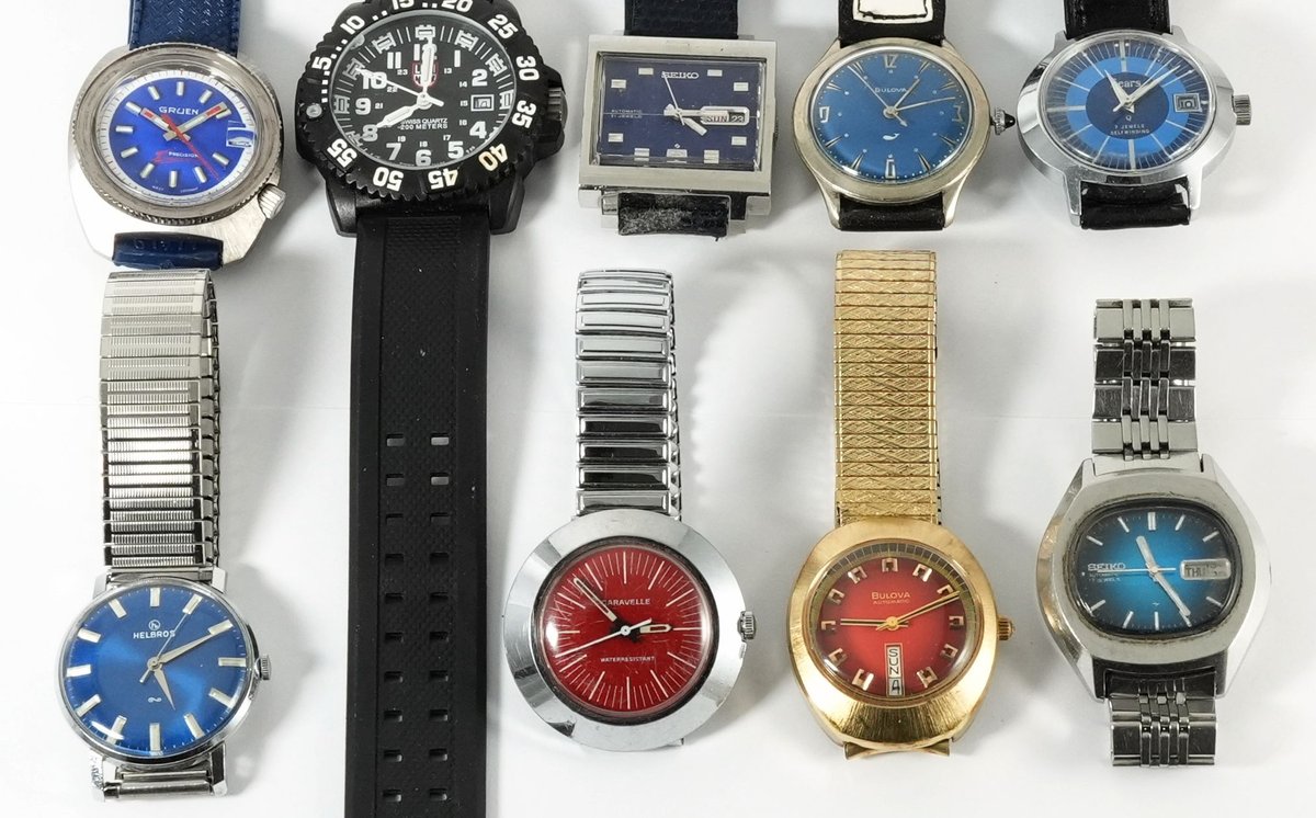 WW lot (9) Assorted Swiss, Japanese, German, and American mechanical and quartz models, 8 run
