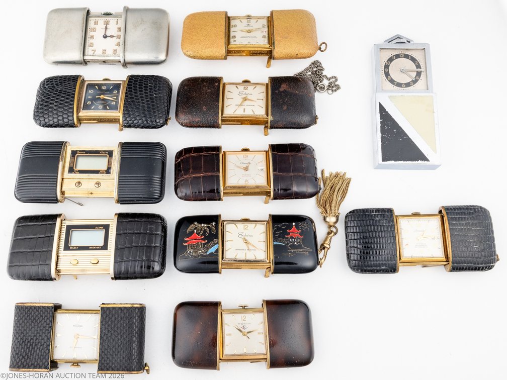 PW lot (12) American & European, travel or purse watches, nine run