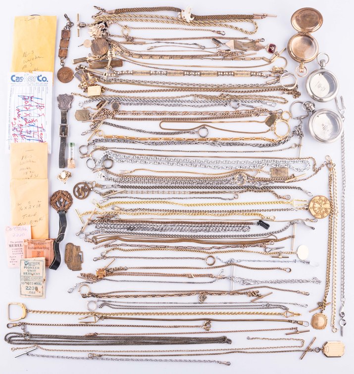 Huge chain lot as pictured including numerous chains, fobs, cases and so much more
