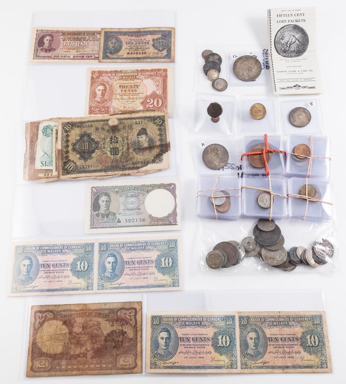 World Banknote and Coin lot (81) assorted issues