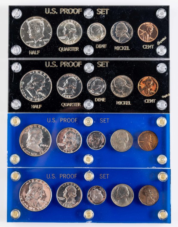 US Proof Set lot (4) 1953, 1954, 1958, 1964